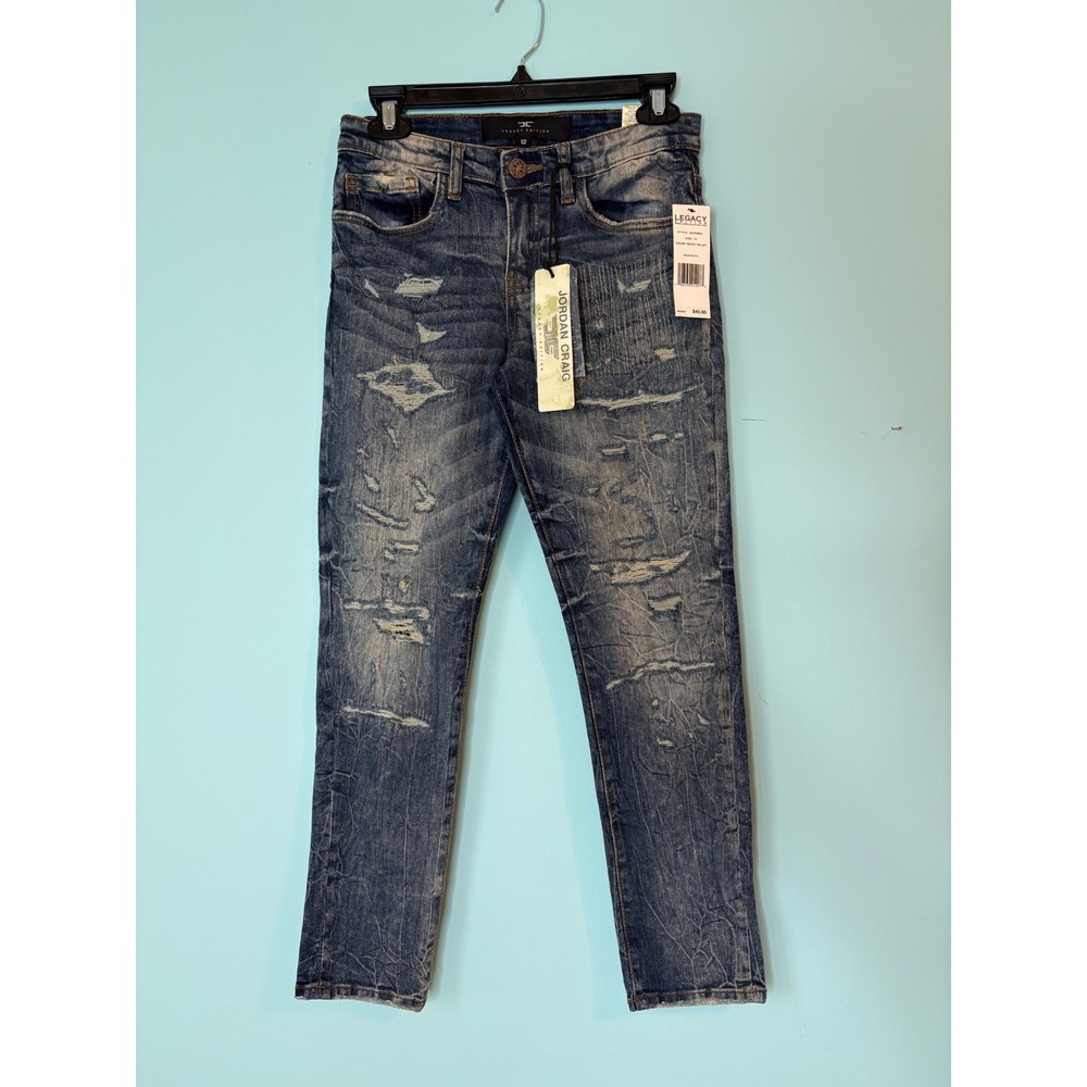 Jordan Craig Legacy Edition Boys 12 Distressed Skinny Blue Jeans NEW Rock Grunge